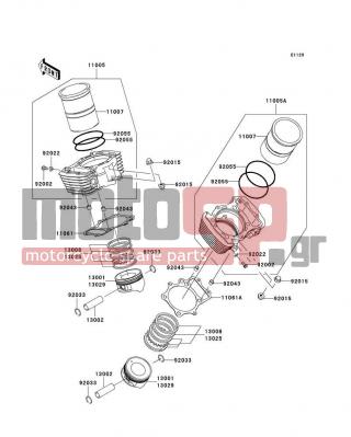 KAWASAKI - VULCAN® 1600 CLASSIC 2008 - Engine/Transmission - Cylinder/Piston(s) - 11005-0020 - CYLINDER-ENGINE,RR