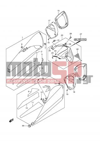 SUZUKI - GSX1300 BKing (E2)  2009 - Body Parts - MUFFLER COVER (MODEL L0) - 93313-23H00-000 - SHIELD, COVER RH NO.1