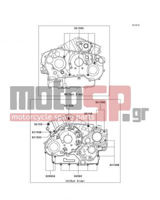 KAWASAKI - VULCAN® 1600 MEAN STREAK® 2008 - Engine/Transmission - Crankcase Bolt Pattern