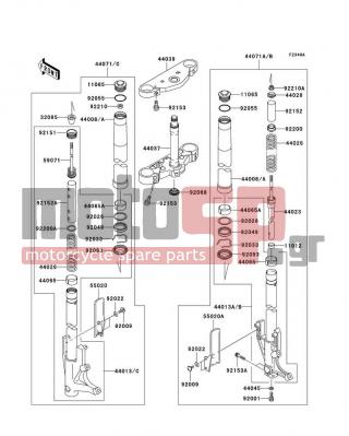 KAWASAKI - VULCAN® 1600 MEAN STREAK® 2008 -  - Front Fork(B7F/B7FA/B8A/B8FA) - 44026-1732 - SPRING-FRONT FORK