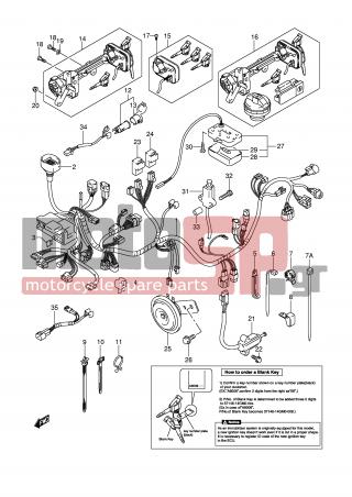 SUZUKI - AN400 (E2) Burgman 2006 - Electrical - WIRING HARNESS (MODEL K5/K6 IMOBI) - 37980-14F00-000 - SWITCH ASSY, TRUNK BOX LAMP