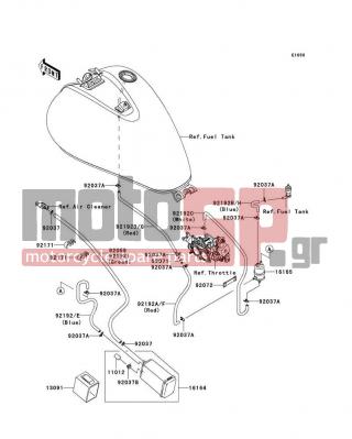 KAWASAKI - VULCAN® 900 CLASSIC LT 2008 - Body Parts - Fuel Evaporative System(CA) - 92037-1104 - CLAMP,HOSE