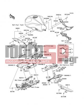KAWASAKI - Z1000 (EUROPEAN) 2008 - Body Parts - Side Covers/Chain Cover(B8F) - 36040-0071-667 - COVER-TAIL,SIDE,LH,P.C.WHITE