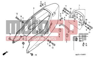 HONDA - CBR1100XX (ED) 1998 - Body Parts - REAR COWL - 77310-MAT-000ZF - RAIL ASSY., RR. GRAB *R101CU*