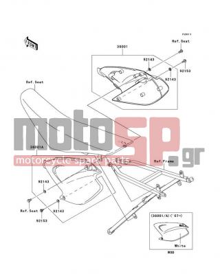 KAWASAKI - KX250 2007 - Εξωτερικά Μέρη - Side Covers - 36001-1671-266 - COVER-SIDE,LH,S.WHITE