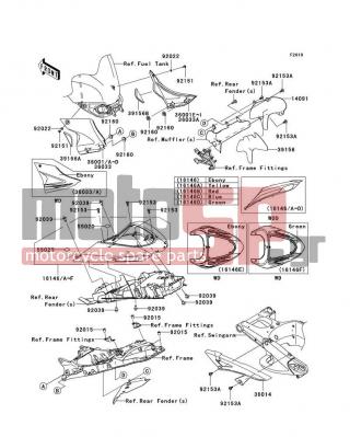 KAWASAKI - NINJA® ZX™-10R (EUROPEAN) 2007 - Body Parts - Side Covers/Chain Cover - 14091-0499 - COVER,JOINT PIPE