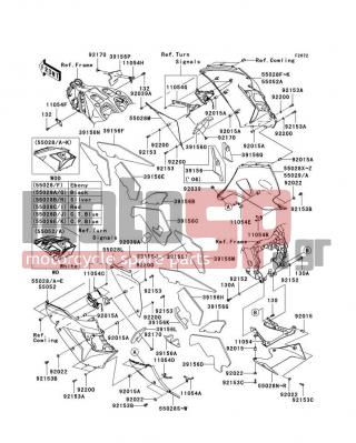 KAWASAKI - NINJA® ZX™-14 2007 - Body Parts - Cowling Lowers - 39156-0152 - PAD,CNT COWLING,RH,LWR