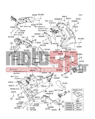 KAWASAKI - NINJA® ZX™-6R 2007 - Body Parts - Cowling Lowers(P7F) - 55028-0128-17M - COWLING,CNT,RH,SILVER