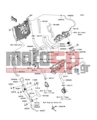 KAWASAKI - NINJA® ZX™-6R 2007 - Κινητήρας/Κιβώτιο Ταχυτήτων - Water Pipe - 92171-0179 - CLAMP