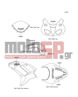KAWASAKI - NINJA® ZX™-6R (EUROPEAN) 2007 - Body Parts - Decals(Green)(P7F) - 56054-0003 - MARK,SEAT COVER,ZX-6R