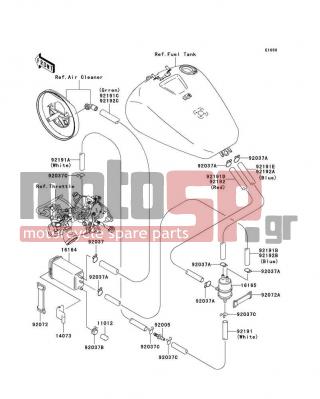KAWASAKI - VULCAN 1500 CLASSIC 2007 - Body Parts - Fuel Evaporative System(CA) - 92037-1512 - CLAMP,CANISTER
