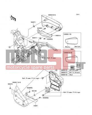 KAWASAKI - VULCAN 1600 MEAN STREAK 2007 - Body Parts - Side Covers - 36001-1650-H8 - COVER-SIDE,RH,EBONY