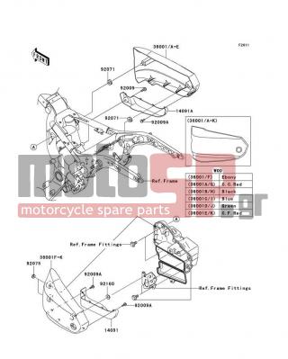 KAWASAKI - VULCAN 1600 NOMAD 2007 - Body Parts - Side Covers - 36001-1684-L1 - COVER-SIDE,LH,C.C.RED