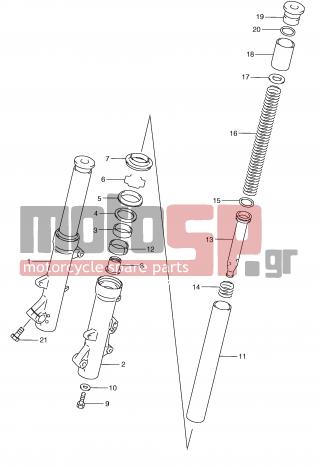 SUZUKI - AN250 (E2) Burgman 2001 - Suspension - FRONT FORK DAMPER (MODEL W/X) - 51104-14F00-000 - DAMPER ASSY, FRONT FORK LH