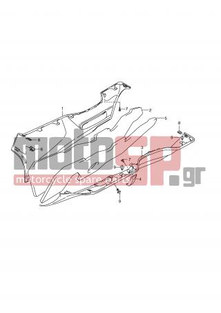 SUZUKI - AN650A (E2) ABS Burgman 2009 - Body Parts - SIDE LEG SHIELD (AN650AL0) - 09409-08308-5ES - CLIP (BLACK)