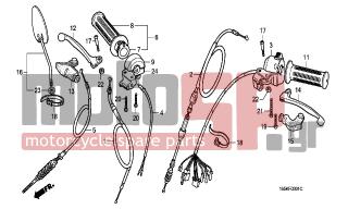 HONDA - Z50J (DK) 1996 - Frame - SWITCH/HANDLE/ LEVER/ CABLE (2) - 88110-GN2-000 - MIRROR ASSY., BACK