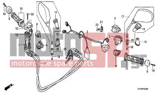 HONDA - SH300A (ED) ABS 2007 - Frame - SWITCH -CABLE-MIRROR - 88220-KTW-900 - MIRROR COMP., L.