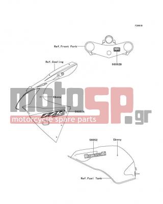 KAWASAKI - ZZR600 2007 - Body Parts - Decals(Ebony)(J7F) - 56052-1202 - MARK,K.KAWASAKI