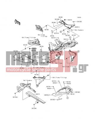 KAWASAKI - Z800 ABS 2016 - Body Parts - Side Covers/Chain Cover - 36040-0139-723 - COVER-TAIL,C.P.BLUE