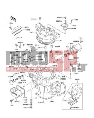 KAWASAKI - KDX200 2006 - Engine/Transmission - Cylinder Head/Cylinder - 14090-1442 - COVER,LH RESONATOR