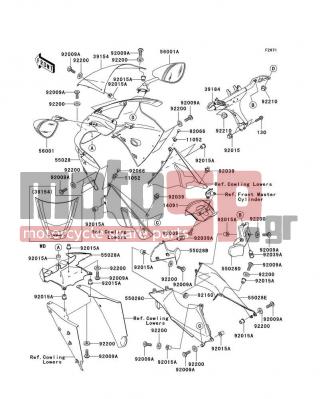 KAWASAKI - NINJA® ZX™-12R (EUROPEAN) 2006 - Body Parts - Cowling - 55028-1437-263 - COWLING,INNER,RH,RR,M.F.C.GRAY