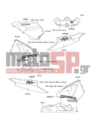 KAWASAKI - NINJA® ZX™-12R (EUROPEAN) 2006 - Body Parts - Decals(Black) - 56052-1202 - MARK,K.KAWASAKI