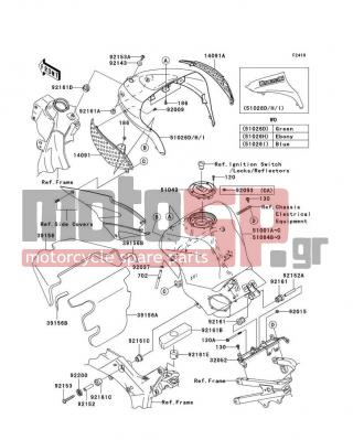 KAWASAKI - NINJA® ZX™-6R 2006 -  - Fuel Tank - 14091-0325 - COVER,KNEE GRIP,RH