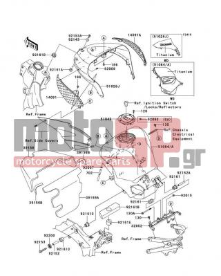 KAWASAKI - NINJA® ZX™-6R 2006 -  - Fuel Tank - 14091-0325 - COVER,KNEE GRIP,RH