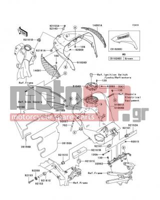 KAWASAKI - NINJA® ZX™-6RR 2006 -  - Fuel Tank - 51026-5031-777 - COVER TANK,L.GREEN