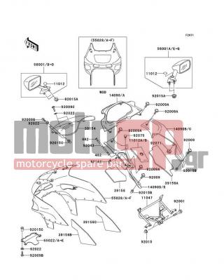 KAWASAKI - CANADA ONLY 2005 - Body Parts - Cowling - 14090-1291-C4 - COVER,INNER COWL,RH,GRAYSTONE