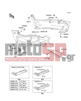 KAWASAKI - CANADA ONLY 2005 - Body Parts - Side Covers/Chain Cover - 92160-1042 - DAMPER,ROPE HOOK