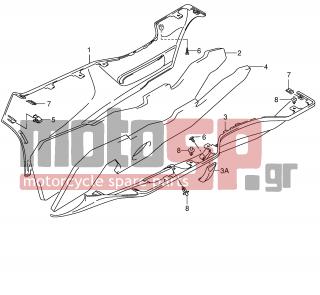 SUZUKI - AN650 (E2) Burgman 2004 - Body Parts - SIDE LEG SHIELD (MODEL K3/K4) - 48181-10G00-33J - SHIELD, LEG SIDE LH (BLACK)
