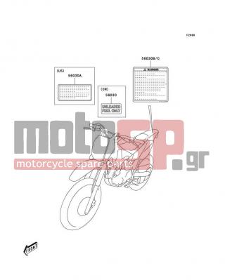 KAWASAKI - KLX125 2005 - Body Parts - Labels - 56030-S008 - LABEL,GENERAL WARNING