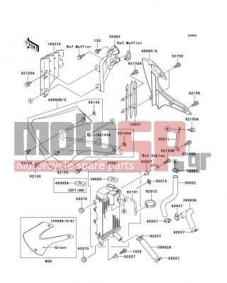 KAWASAKI - KX100 2005 - Engine/Transmission - Radiator - 49089-1139-290 - SHROUD-ENGINE,RH,L.GREEN