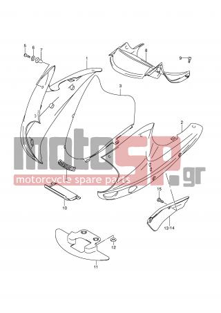 SUZUKI - XF650 (E2) Freewind 2001 - Body Parts - COWLING (MODEL K1) - 94410-04F10-YD7 - COWLING, SIDE RH (SILVER)