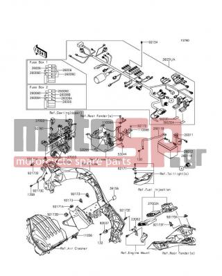 KAWASAKI - NINJA® 1000 ABS 2015 -  - Chassis Electrical Equipment - 26011-0822 - WIRE-LEAD,BATTERY(-)