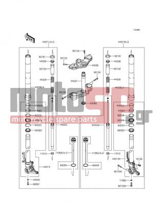 KAWASAKI - NINJA® 1000 ABS 2015 -  - Front Fork - 44071-0901-48F - DAMPER-ASSY,FORK,RH,GRAY+RED