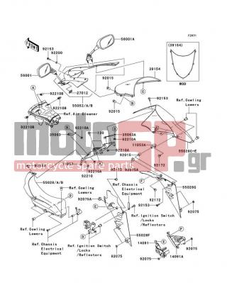 KAWASAKI - NINJA® ZX™-10R 2005 - Body Parts - Cowling - 14091-0407 - COVER,SIGNAL LAMP,RH