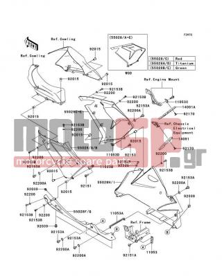 KAWASAKI - NINJA® ZX™-10R 2005 - Body Parts - Cowling Lowers - 55028-0007-777 - COWLING,CNT,LH,L.GREEN