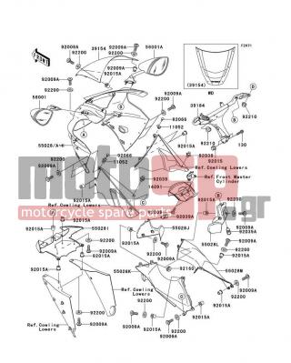 KAWASAKI - NINJA® ZX™-12R 2005 - Body Parts - Cowling - 55028-1434-263 - COWLING,INNER,LH,FR,M.F.C.GRAY