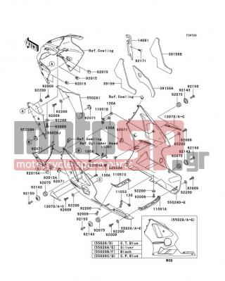 KAWASAKI - NINJA® ZX™-12R 2005 - Body Parts - Cowling Lowers(B3/B4) - 11051-1878 - BRACKET,LWR COWLING,LWR,CNT