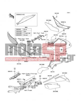 KAWASAKI - NINJA® ZX™-6R 2005 - Body Parts - Side Covers - 36040-0016-777 - COVER-TAIL,L.GREEN