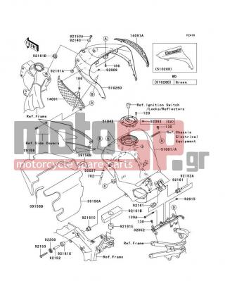 KAWASAKI - NINJA® ZX™-6RR 2005 -  - Fuel Tank - 14091-0324 - COVER,KNEE GRIP,LH