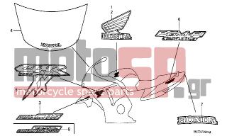 HONDA - CBR1100XX (ED) 1999 - Body Parts - STRIPE/ MARK (X/Y/1/2/3/4) - 77219-MAT-D00ZC - MARK A, SEAT COWL *TYPE3*