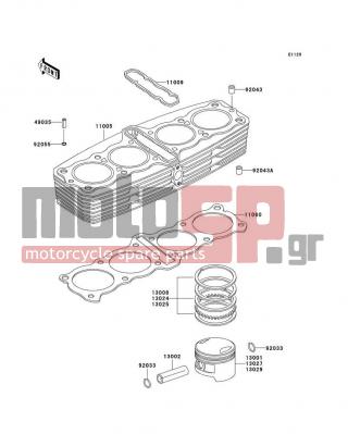 KAWASAKI - POLICE 1000 2005 - Engine/Transmission - Cylinder/Piston(s) - 92043-1037 - PIN,DOWEL,10X14