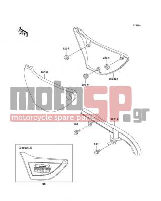 KAWASAKI - POLICE 1000 2005 - Εξωτερικά Μέρη - Side Covers/Chain Cover(P21-P24) - 36032-5049-8C - COVER-SIDE,LH,J.WHITE