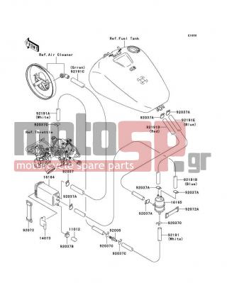 KAWASAKI - VULCAN 1500 CLASSIC 2005 - Body Parts - Fuel Evaporative System(CA) - 92037-1512 - CLAMP,CANISTER