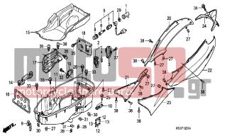 HONDA - FES125 (ED) 2007 - Body Parts - BODY COVER-LUGGAGE BOX (FES1257-A7) (FES1507-A7) - 83700-KRJ-790ZD - COVER SET, RR. CENTER (WL) *NHA84P*