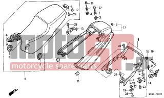 HONDA - CBR1000F (ED) 1991 - Body Parts - SEAT/REAR COWL - 77200-MS2-670ZA - SEAT ASSY., DOUBLE *NH123L*
