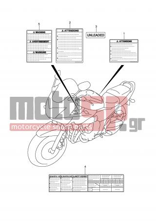 SUZUKI - GSF650SA (E2) 2008 - Body Parts - LABEL (MODEL K8) - 68922-29F70-000 - LABEL, SCREEN (DUTCH)